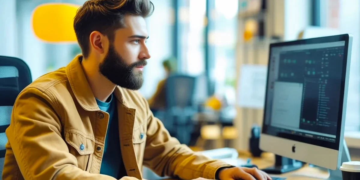 Empresário analisando tela de um dash de marketing