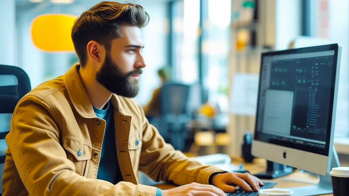 Empresário analisando tela de um dash de marketing