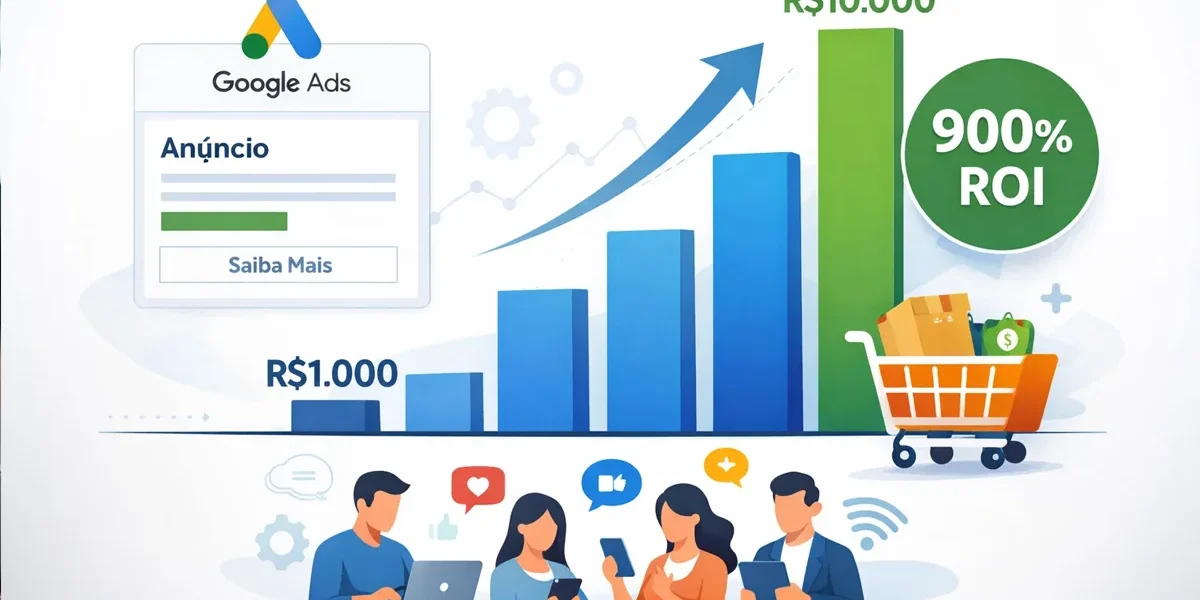 ROI 900% em Google Ads com R$1000 convertidos em R$10000 em vendas