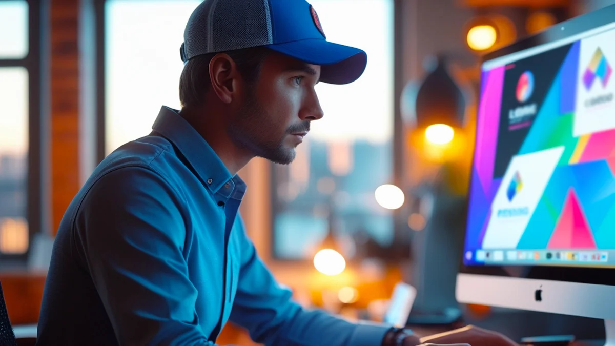 Jovem estudante no computador simbolizando a busca por inspiração criativa para trabalhos de publicidade.