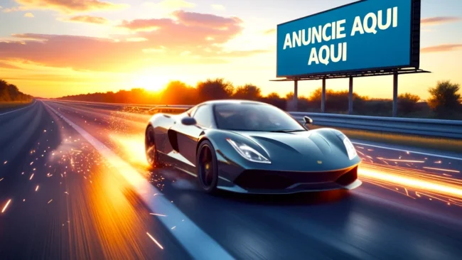 Carro correndo com uma placa de publicidade atrás, ilustrando o avanço da publicidade em jogos e as oportunidades para marcas e agências.