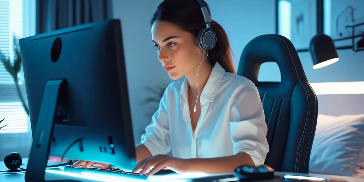 profissional trabalhando em home office, representando a complexidade e a interconexão das estratégias de marketing em setores industriais e B2B