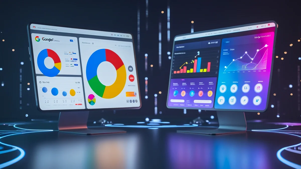 duas telas com dados de SEO simbolizando o sucesso e a visibilidade que o SEO traz para pequenas empresas.