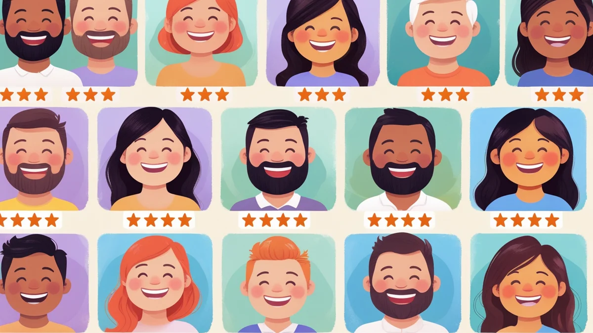 estrelas de avaliação e balões de fala, representando a prova social e a influência das opiniões de clientes no marketing digital.