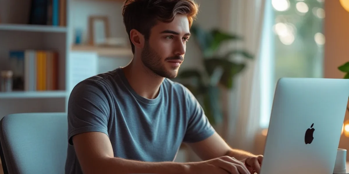 Um homem de negócios usando uma lupa para examinar as pequenas letras de um contrato em sua mesa, simbolizando a necessidade de atenção e cuidado ao analisar cada detalhe antes de assinar um documento legal.