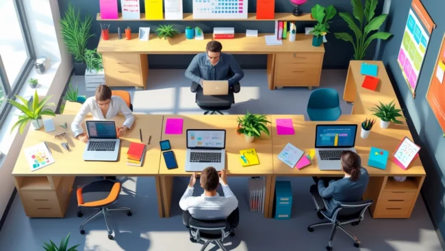 Equipe criando conteúdo, representando a implementação de uma estratégia de marketing digital eficaz e que vai além de simplesmente postar conteúdo nas redes sociais.