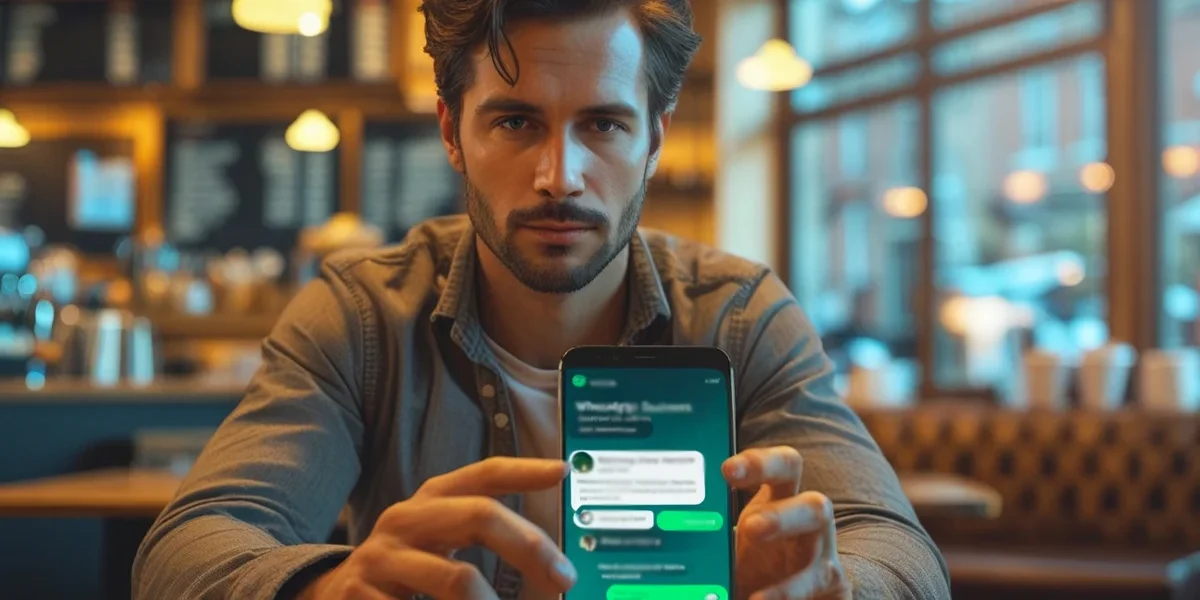 Homem segurando celular, representando a estratégia de marketing digital para aquisição de clientes