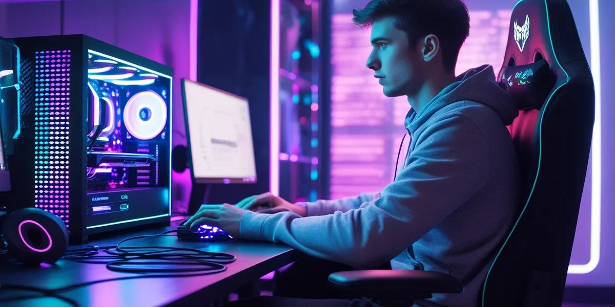 Profissional de marketing digital analisando um mapa de calor (heatmap) em uma tela de computador, que exibe as áreas quentes de cliques em uma página de produto para otimização de conversão.