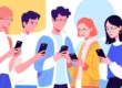Uma imagem conceitual que ilustra a publicidade em jogos de celular. A cena mostra a mão de uma pessoa segurando um smartphone com um jogo aberto. No centro da tela do jogo, um anúncio com o logo de uma pequena empresa aparece. Em segundo plano, uma série de ícones e elementos gráficos de marketing digital flutuam, como gráficos de crescimento, símbolos de dinheiro e logotipos de marcas, representando a oportunidade de negócio que os mobile games oferecem.