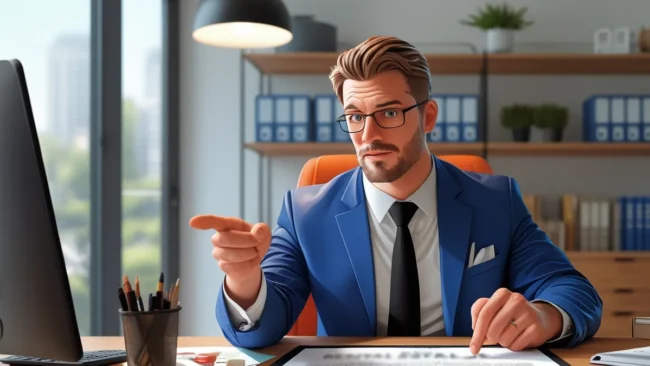 empresario-calculando-custos-adicionais-orcamento-marketing-digital Empresário com aparência séria analisando uma planilha de orçamento de marketing digital em um notebook, usando uma calculadora para somar os custos adicionais e o investimento total.