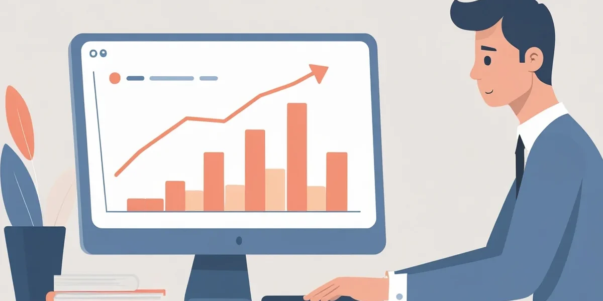 Empresário em frente a um computador analisando um mapa estratégico de Marketing Digital, incluindo SEO, redes sociais e tráfego pago, com foco em como essas ferramentas podem ajudar seu pequeno negócio a atrair clientes e aumentar as vendas.
