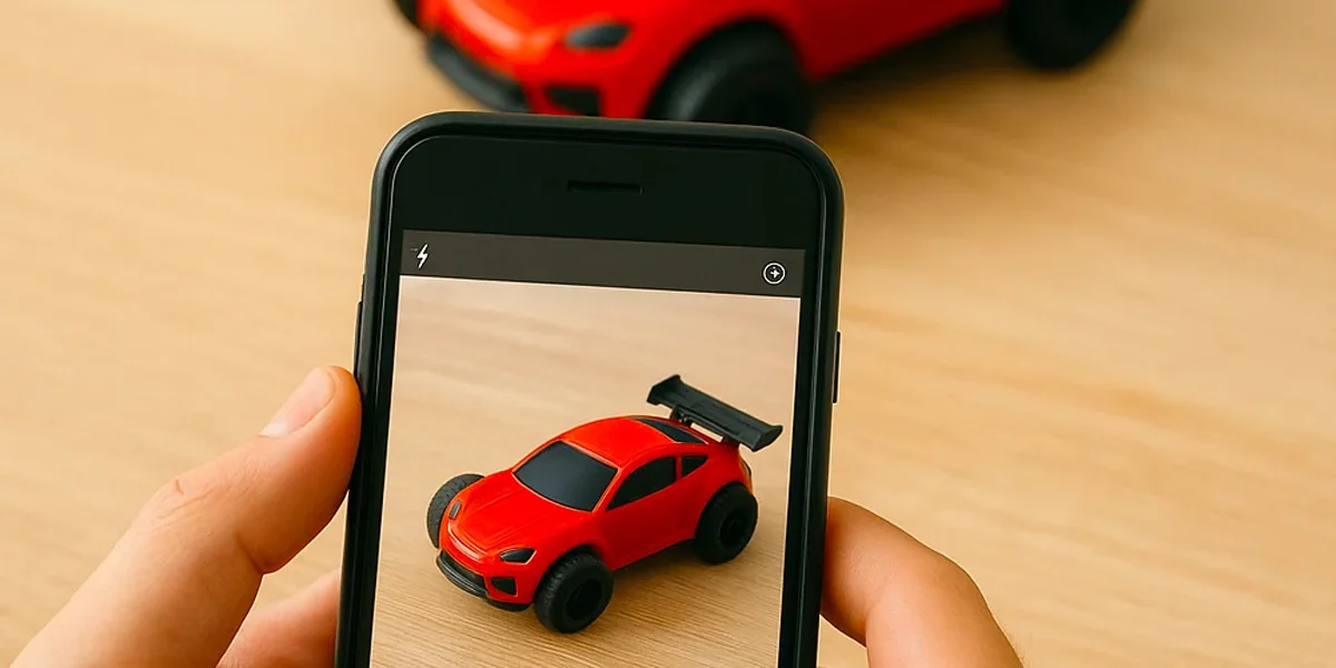 Uma imagem que representa um smartphone moderno com lente avançada capturando uma foto ou vídeo com qualidade profissional, destacando a capacidade de substituir câmeras DSLR para produção de conteúdo e marketing digital em pequenos negócios.