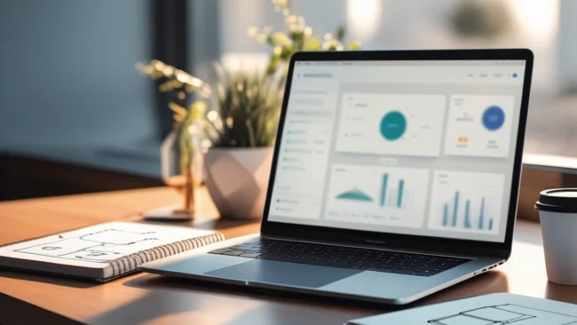 Ilustração profissional mostrando a conexão entre experiência do usuário, interface visual e identidade de marca em dispositivos.