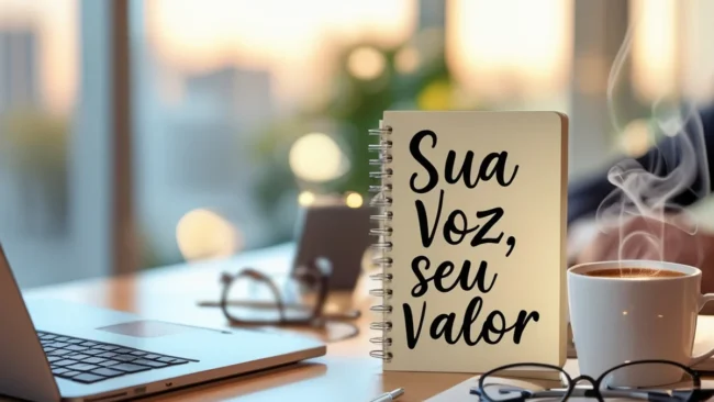 Um empresário analisando diferentes estilos de escrita em uma tela, simbolizando a escolha do tom de voz da marca.